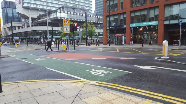 The new bus lane on Portland St